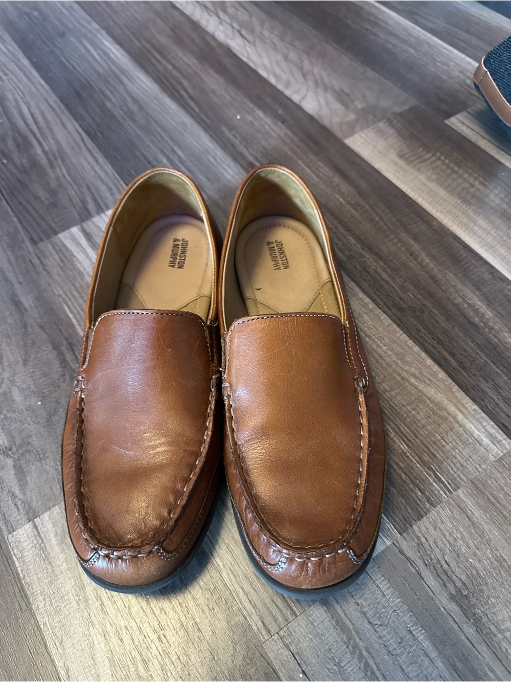 Johnston & Murphy Tan Leather Slip-On Loafers